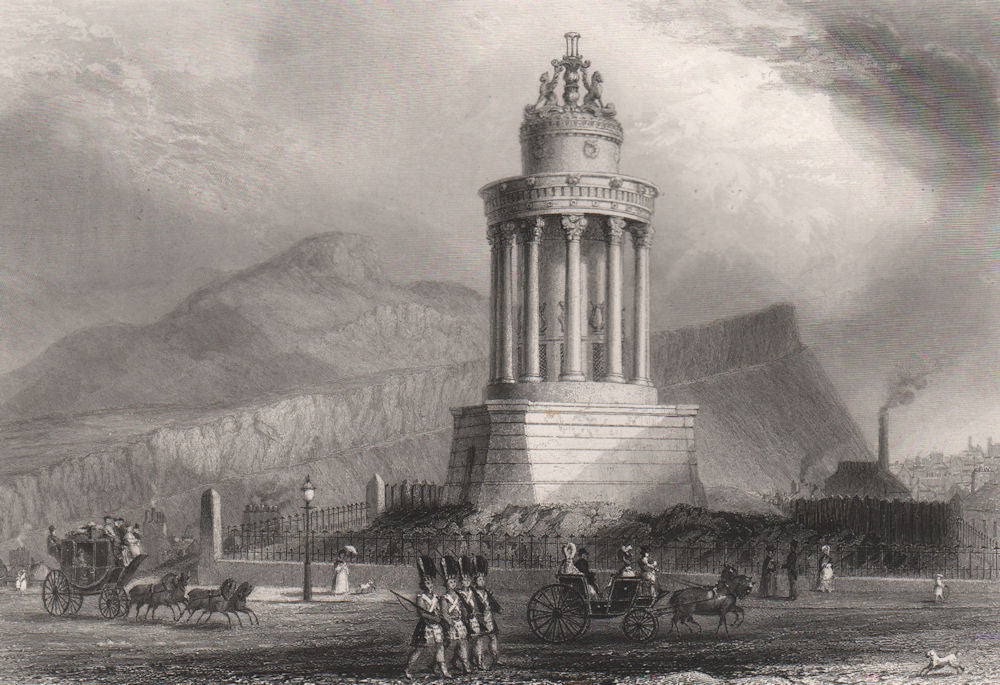Burns Monument on the Calton Hill, Edinburgh. Scotland. MOSSMAN c1840 print
